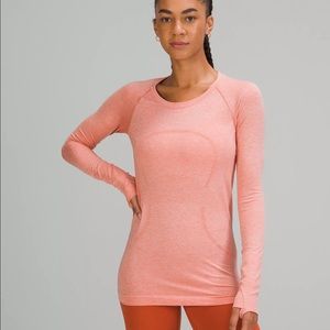 Lululemon neon orange long sleeve top